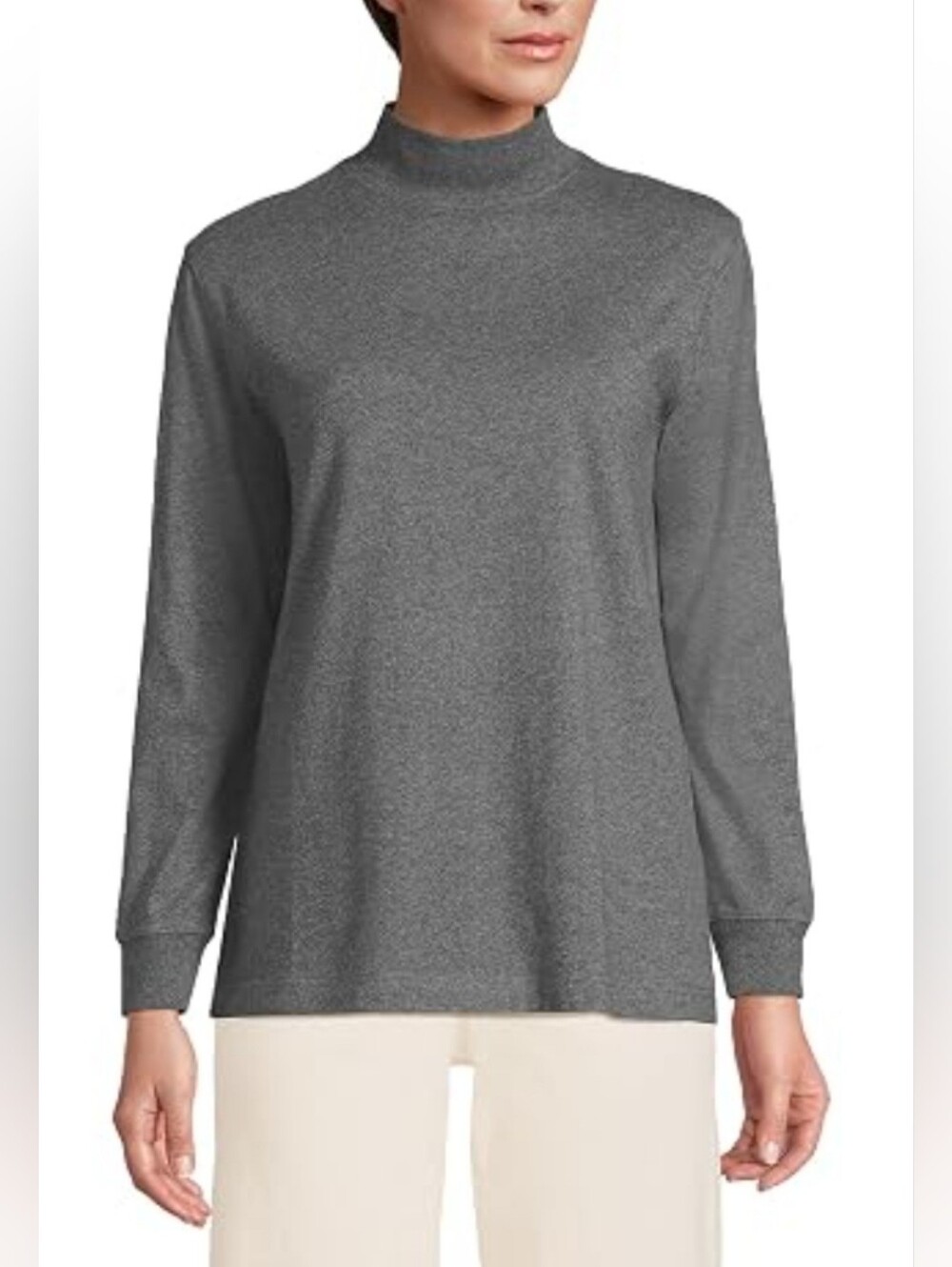 Galaxy By Harvic Women's Gray Mock Neck Long Sleeve Top Cotton Blend 2X NEW